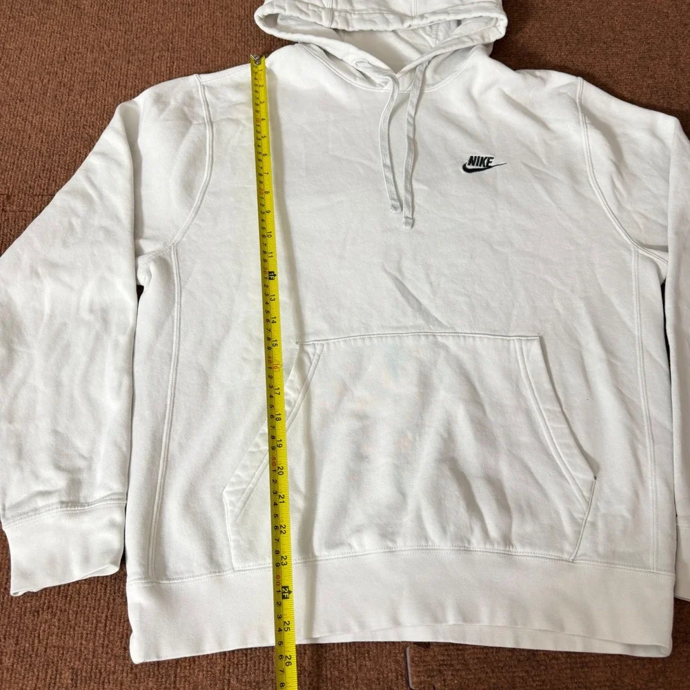 Nike Sportswear Club Fleece Hoodie White Black Logo Pullover Mens‎ M BV2654-100